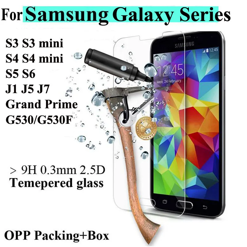 Закаленное стекло для Samsung Galaxy S6 S5 S4 S3 mini A3 A5 A7 A8 J1 J3 J5 J7 2016 Grand Prime Защитная пленка