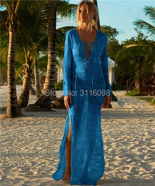 Новое поступление, сексуальный пляжный вязаный женский купальник, Рашгард, пляжный кафтан, платье с запахом, халат de Plage Saida de Praia