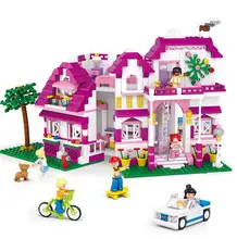 City Series Pink Street Model Store Shop Bricks Intelligence Toys Building Block Fancy Toy Compatible All lok yee 6508 intelligence improving building block toy blue green yellow red