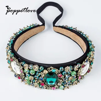 

Fashion Crystal Rhinestone Pearl Headwear Ladies Girls Green Flower Headband Head Piece Hair Band Hair Accessories