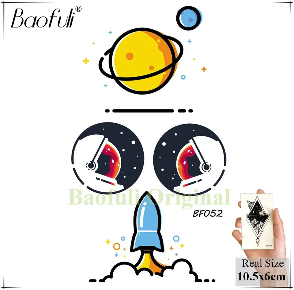 Men Body Art Temporary Tattoo Stickers Solar System Planets Naked Angle Whale Black Tatoos Waterproof Arm Legs Fake Decal Tattoo