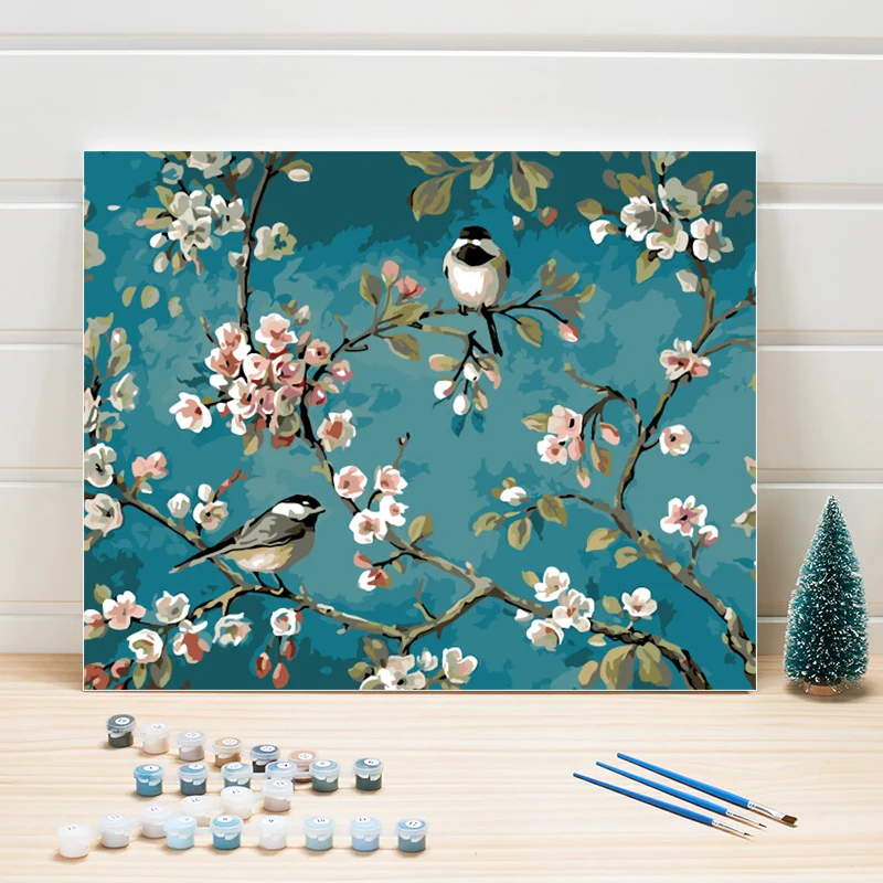 

Coloring By Numbers Flower Bird Acrylics Paint DIY Hand Painted Linen Canvas Oil Paintings Wall Pictures For Living Room Bedroom