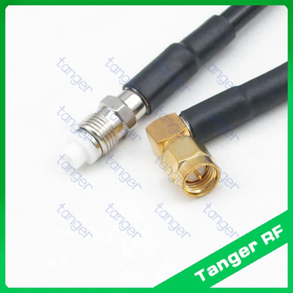 

Hot selling Tanger FME female jack to SMA male plug right angle RF RG58 Pigtail Jumper Coaxial Cable 3feet 100cm High Quality