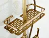 Étagère de bain-douche de pluie | Étagères de rangement de bain, étagère en cuivre fini en Bronze Antique avec crochets ► Photo 3/6