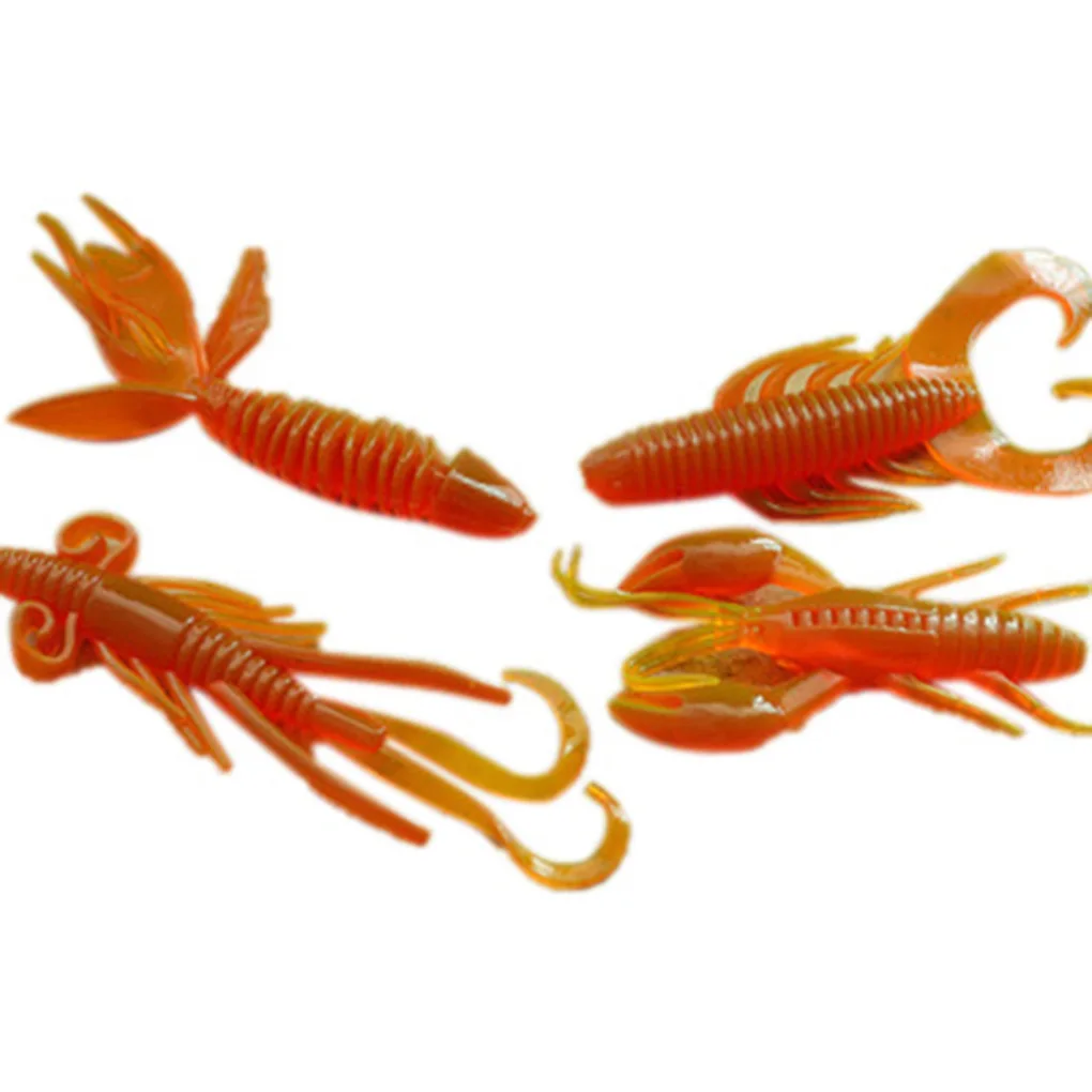 elenxs 4pcs Soft Fish Bionic Baits Silicone Maggot Shrimp Fish Baits Lures 4 Colors - Цвет: NO.4