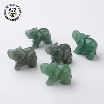 

Natural Green Aventurine 3D Elephant Home Display Decorations, 20~28x30~45x25mm