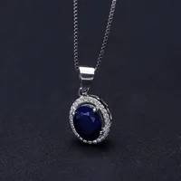 Gem's Ballet Natural Natural Blue Sapphire Real 585 14K 10K 18K Gold 925 Silver Pendant Necklace For Women Necklace Jewelry - Image 5