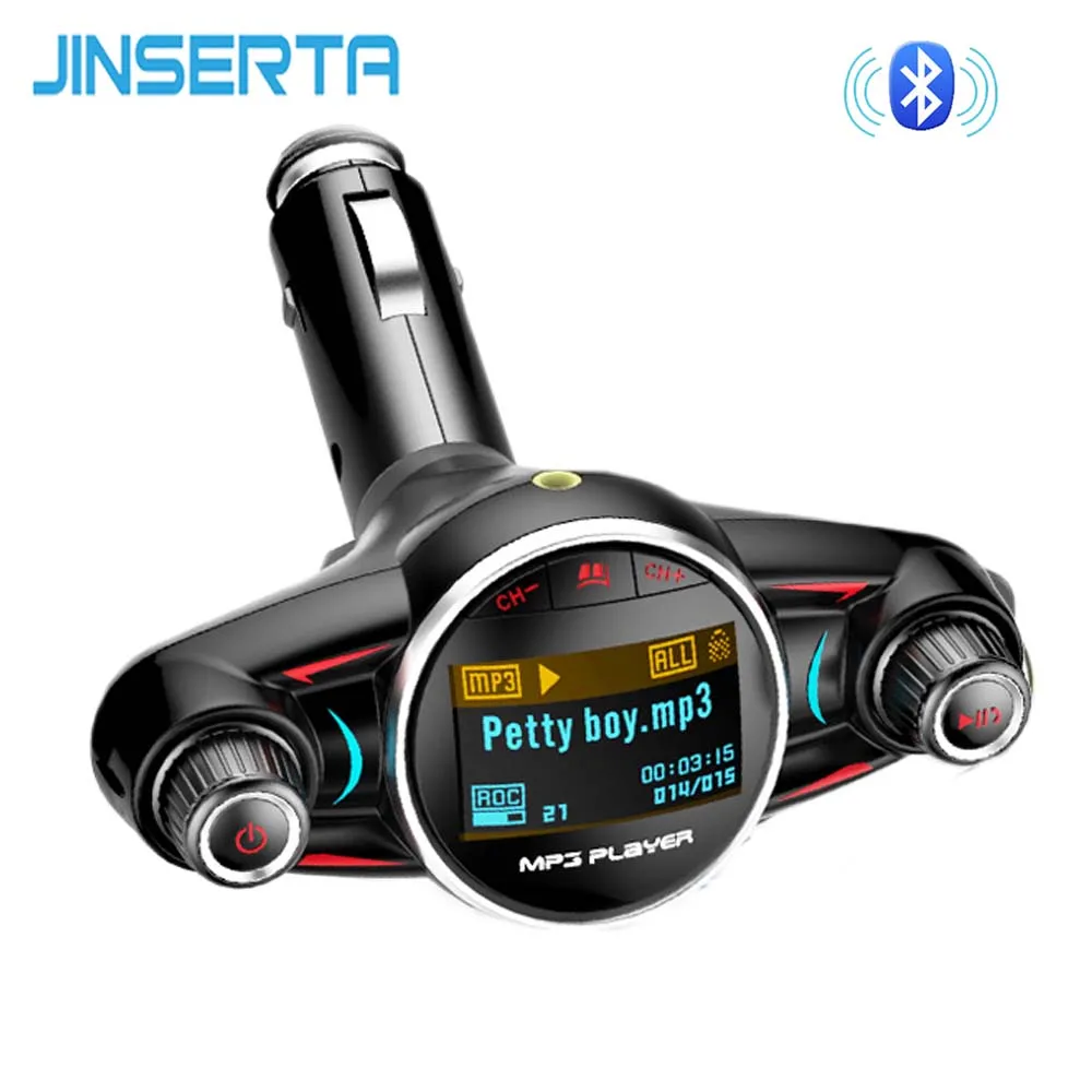 JINSERTA мини MP3 плеер BT4.0 с fm-передатчиком светодиодный экран Handsfree TF карта USB Play Автомобильный mp3 плеер Зарядка для телефона