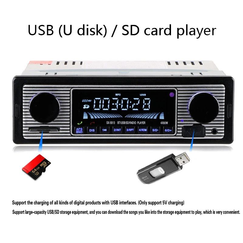 Bluetooth винтажное автомобильное радио MP3 плеер стерео USB AUX классический