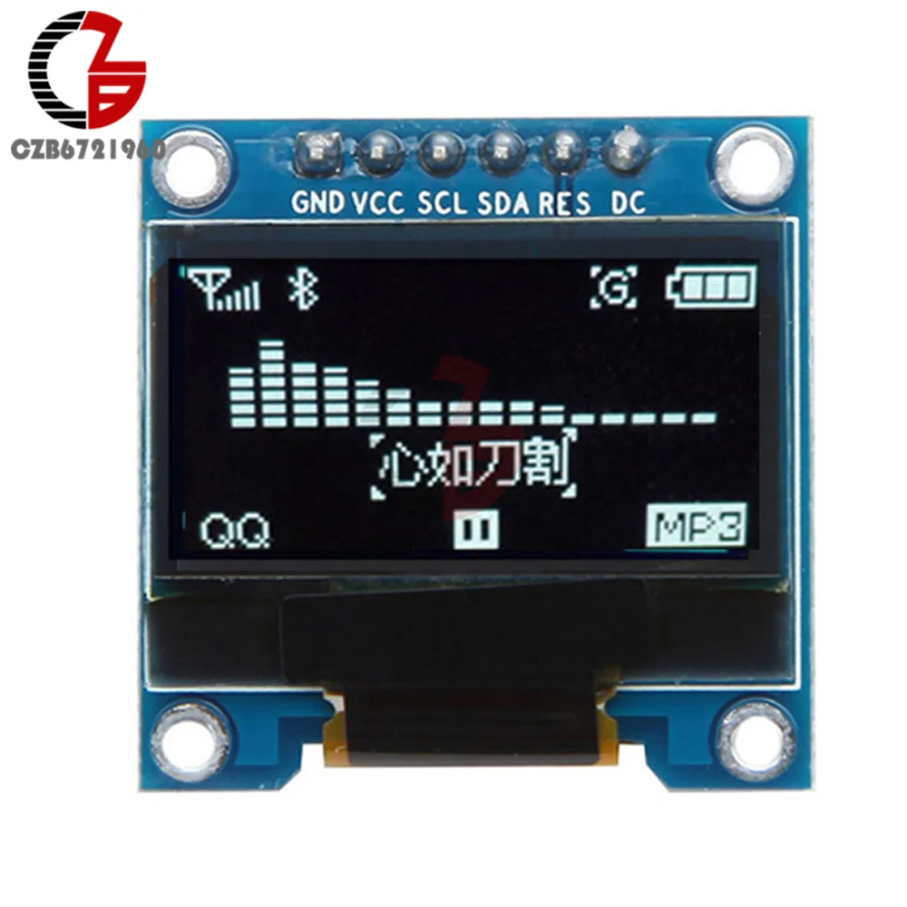 6Pin IIC IEC 0,96 дюймовый OLED ЖК-дисплей DIY модуль 12864 SPI интерфейс 0,9" чип привода SSD136 для Arduino Raspberry Pi SMT32 - Цвет: White