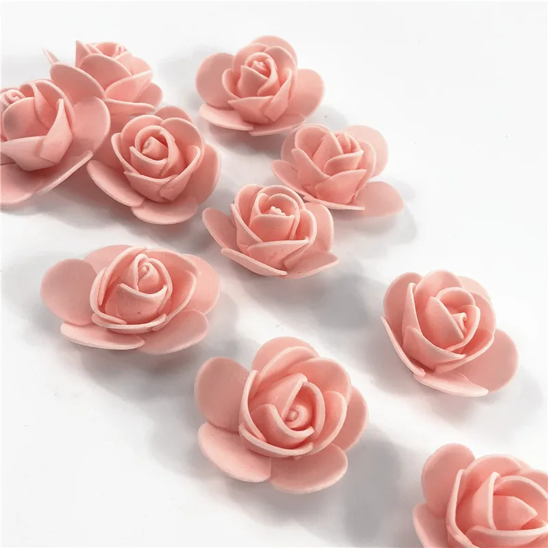 Foam Bear Mold PE Rose Artificial Flower Heads Rose Bear White Mold and Gift Box DIY Rose Bear Accessories Bag - Цвет: 500PCS champagnepink