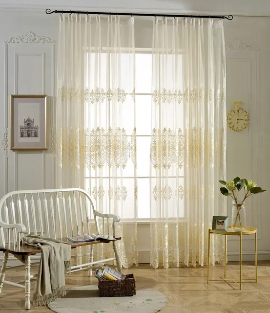 High End Water Soluble Yarn Embroidered Sheer Curtains For Bedroom High End Water Soluble Yarn Embroidered Sheer Curtains For Bedroom Translucidus Tulle Volie Curtain Screens Rideau