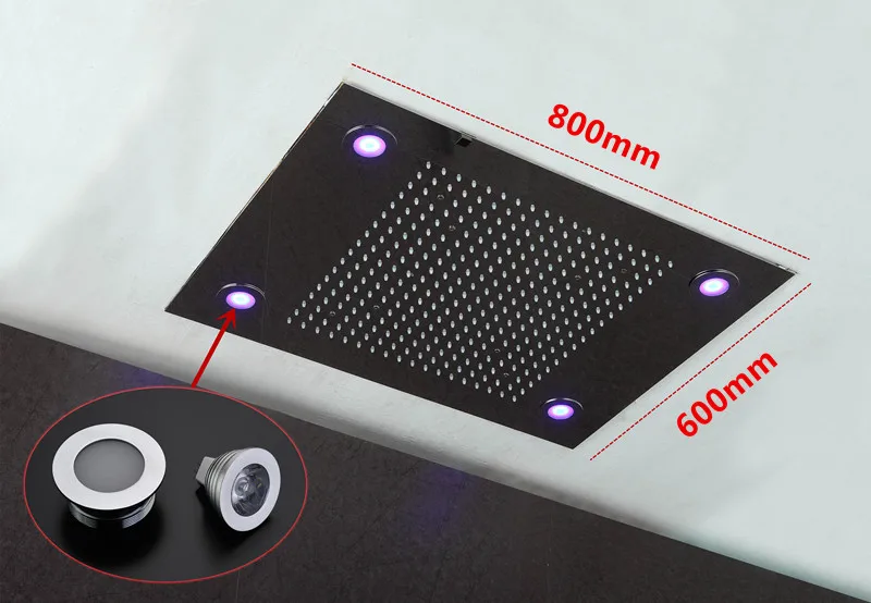 led shower size