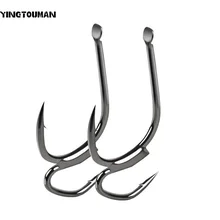 YINGTOUMAN 2 пакетов/лот двойной крюк импортируется рыба взрыв крючок 5#-10# колючей высокой эластичностью для эми рыба рыболовные снасти