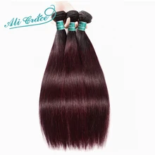 Extensions naturelles brésiliennes Remy lisses pré-colorées ombré 1B/99J-Ali Grace, cheveux humains, lot de 3