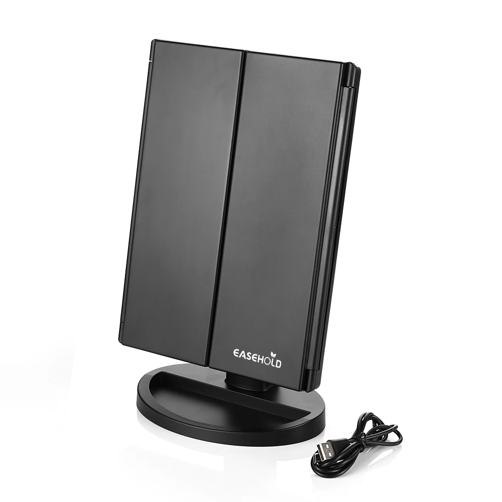 

EASEHOLD Makeup Mirror with 21 LEDs Cosmetic Mirror Touch Dimmer Switch Battery USB Operated Stand for Tabletop Bathroom Travel