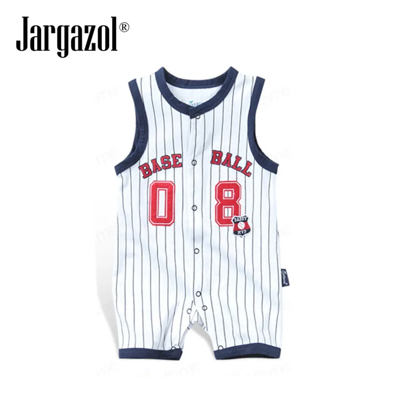 Jargazol Summer Sleeveless Striped Sport Rompers Baby Boys Girl Sport