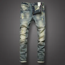Italian Style Fashion Mens Jeans Retro Design Slim Fit Denim Ripped Jeans Mens Pants Brand Clothing Nostalgia Color Biker Jeans Italian Style Fashion Mens Jeans Retro Design Slim Fit Denim Ripped Jeans Mens Pants Brand Clothing Nostalgia Color Biker Jeans