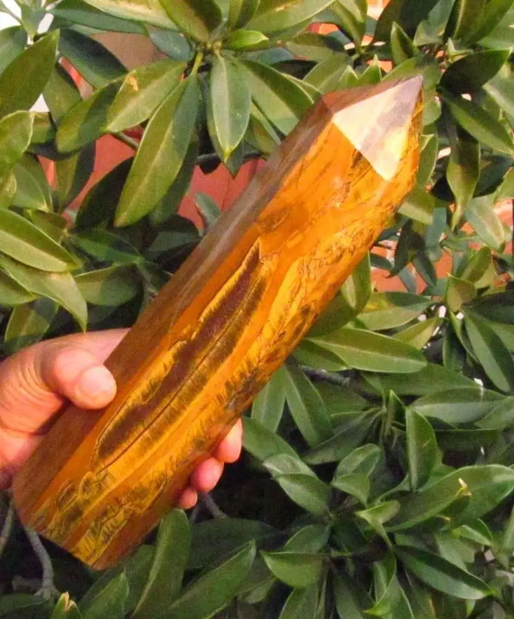 

ddh001485 AAA long BIG NATURAL TIGEREYE POINT CRYSTAL TIGER EYE Healing