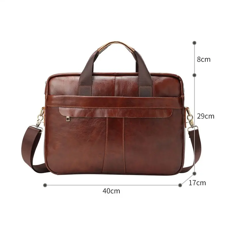 الرجال النفط الشمع جلد طبيعي حقيبة أعمال حقائب Crossbody أكياس الرجال السفر 15.6 محمول حقيبة كتف رسول حمل أكياس
