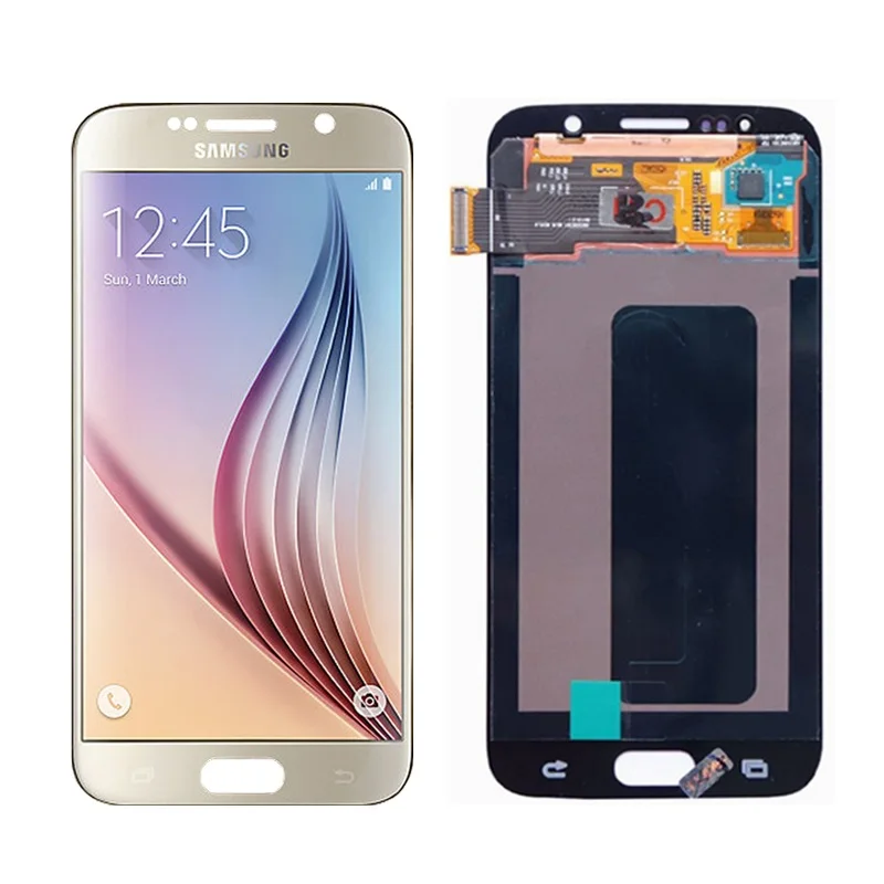 5,1 ''Супер AMOLED Замена для samsung Galaxy S6 G920 G920i G920F G920W8 ЖК-дисплей с сенсорным экраном дигитайзер - Цвет: Gold No Frame