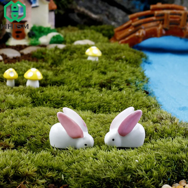 

WHISM 10PCS Resin Rabbit Model Landscape Ornament Animal Craft Succulent Pot Decor Fairy Garden Miniatures Terrarium Figurines