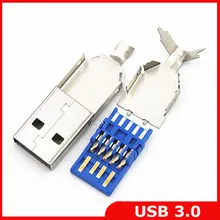 5 шт./партия, DIY USB 3,0, мужской разъем, разъем для пайки, 3 в 1, для DIY USB 3,0, кабель