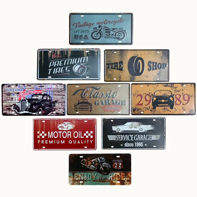 hohappyme Plaque Vintage Car Plates Bar Decorative License Plate Garage