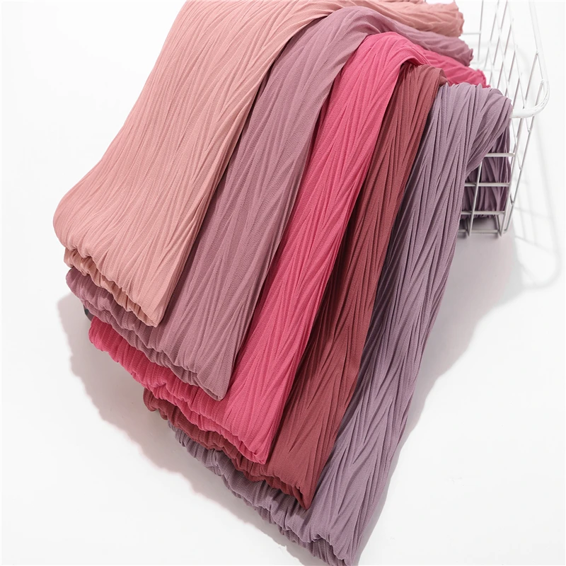 

New Pleated Women Wrinkle bubble chiffon Hijab scarf shawls crinkle muslim Turban wraps pleat shawls long wrap scarves 180*85cm