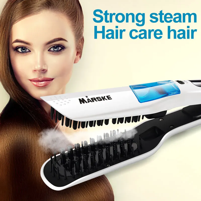 

2018 Steam Flat Iron Hair Straightener Comb Vapor Professional Ceramic Electric Hair Straightening Brush LCD Display 110-240V