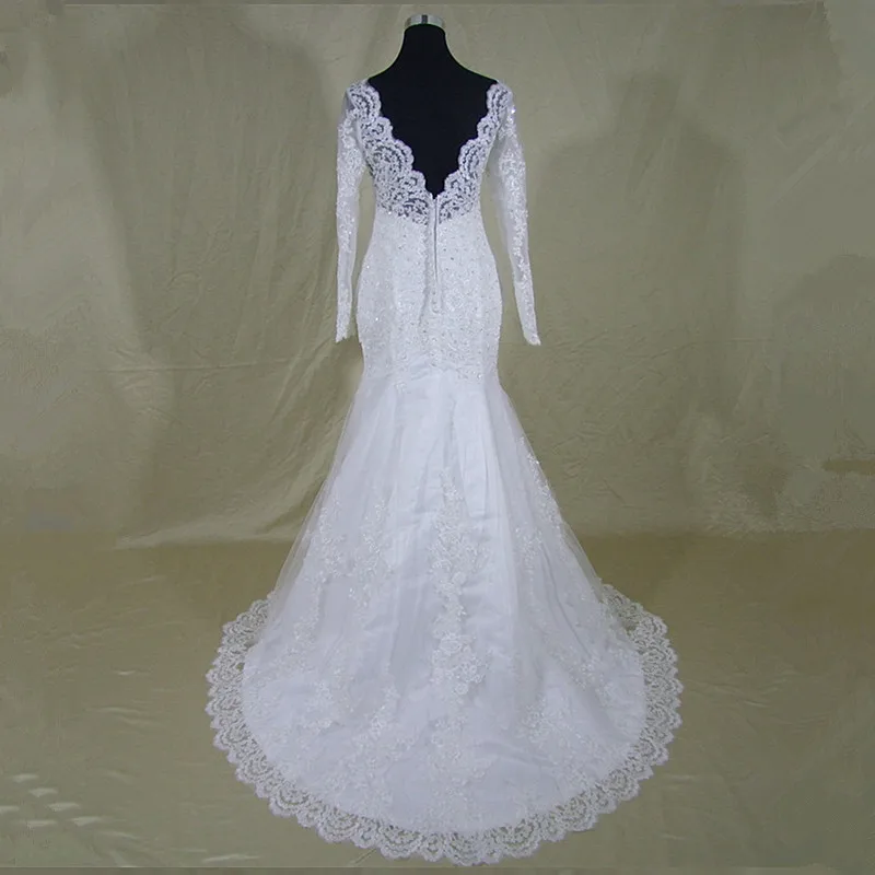 

New Long Sleeves Mermaid Wedding Dress 2023 Court Train Lace and Applique Bridal Dresses Gowns