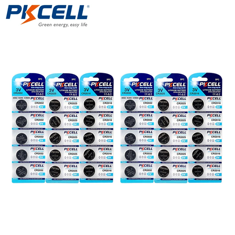 Pkcell 10pcs/2cards Cr2032 + Cr2025 + Cr2016 3v Lithium Battery Button Dry  Cell Total 30pcs Coin Batteries - Button Cell Batteries - AliExpress