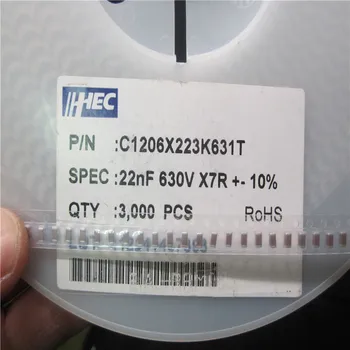 

100% New and original 1206 /3216 223K 22NF 630V X7R 10% capacitance