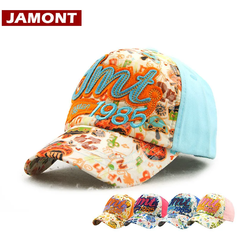 

[JAMONT] Lovely Spring Summer Kids Cap Baseball Caps Snapback Hats Letter Visor Cotton Print Gorras Boy Girl Sun Hat Casquette
