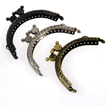 

Kiss Clasp Lock Handle Bag Handbag Purse Accessories Flower Embossed Bear Heads Arch Metal Frame 8.5cm 10Pcs