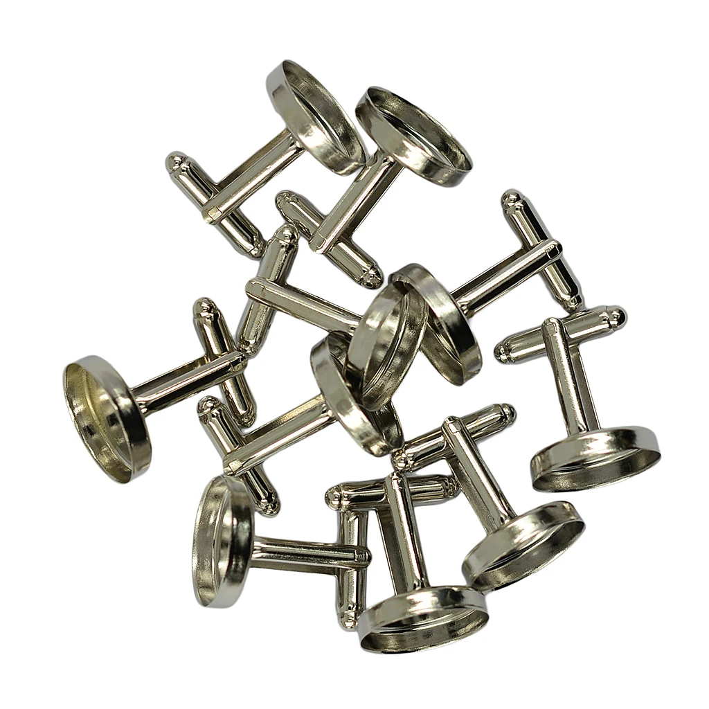 

10Pcs Vintage Mens Blank Round Bezel Cabochon Setting Base Cuff Links DIY Formal Cufflinks