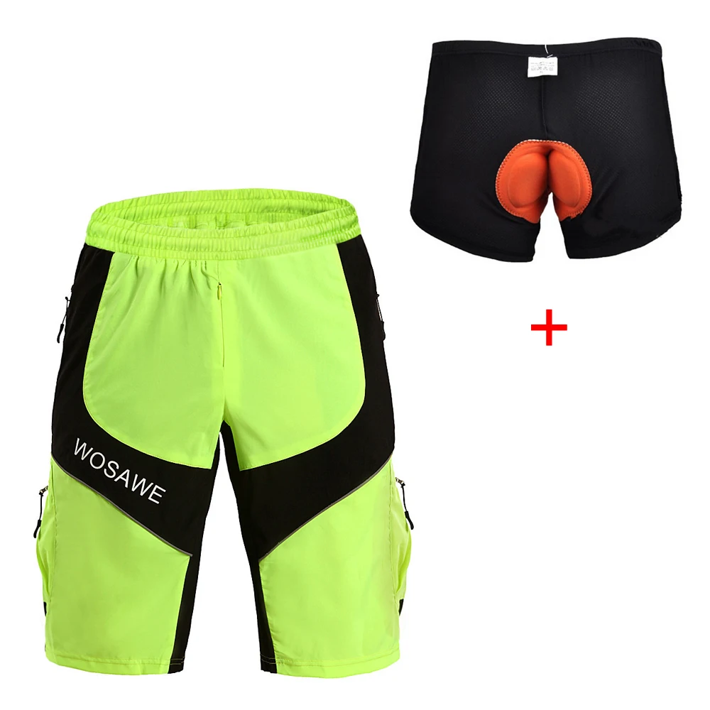 

Wosawe Cycling Shorts MTB Bike Bicycle Shorts Breathable Loose Fit Outdoor Sports Ciclismo downhill Shorts with Zippered Pockets