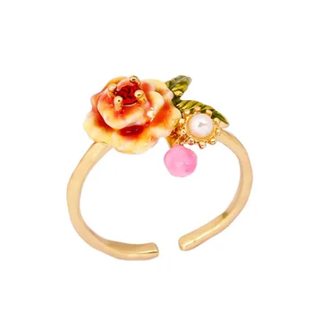 

Monet Garden Series Orange Yellow Flower Ring Women Fashion Charm Vintage Jewelry Anelli Donna Anel Anillos