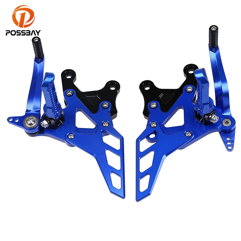 POSSBAY 1Set Aluminum Motorcycle Footrest Rear Adjustable Rearset Foot