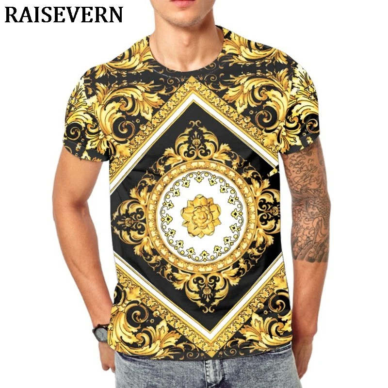 Gold Flower Sculpture Men T Shirt Funny Creative Casual T Shirt Women ...