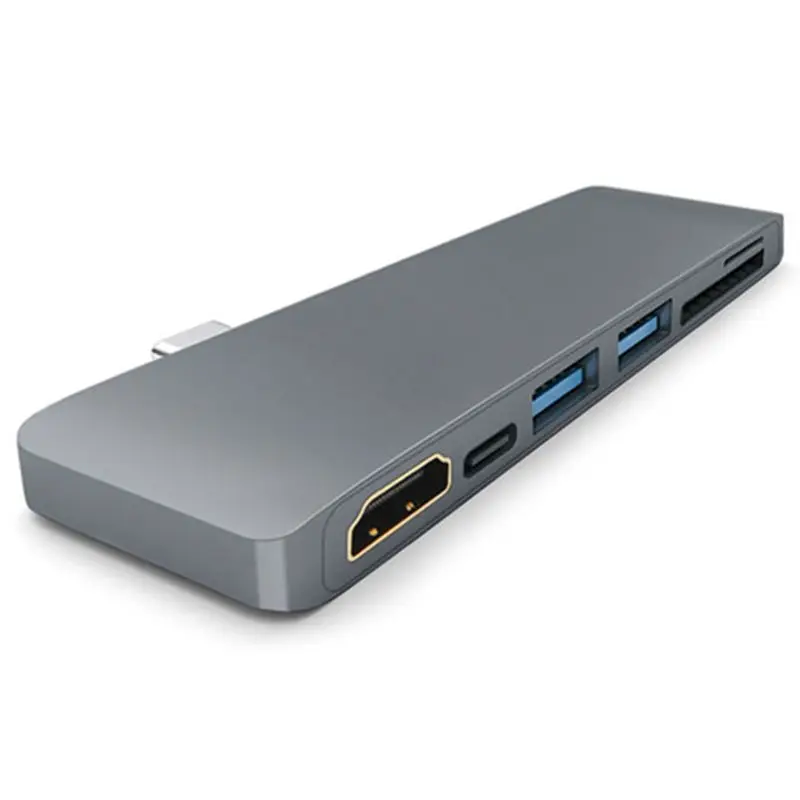 USB-C алюминиевый 4K USB C концентратор HDMI Тип C концентратор 3,0 сплиттер адаптер TF Micro-SD кард-ридер для imac для Macbook pro - Цвет: Grey