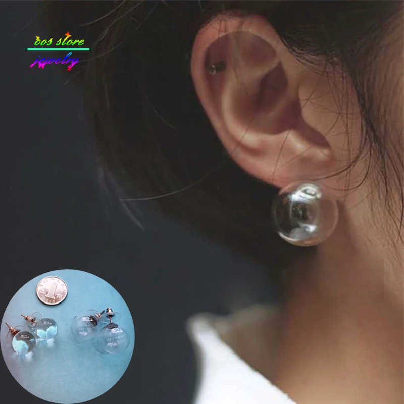 

2016 New Charming Brief Japanese Harajuku Style Transparent Bubble Stud Earrings For Women Earings Fashion Jewelry Femme Bijoux