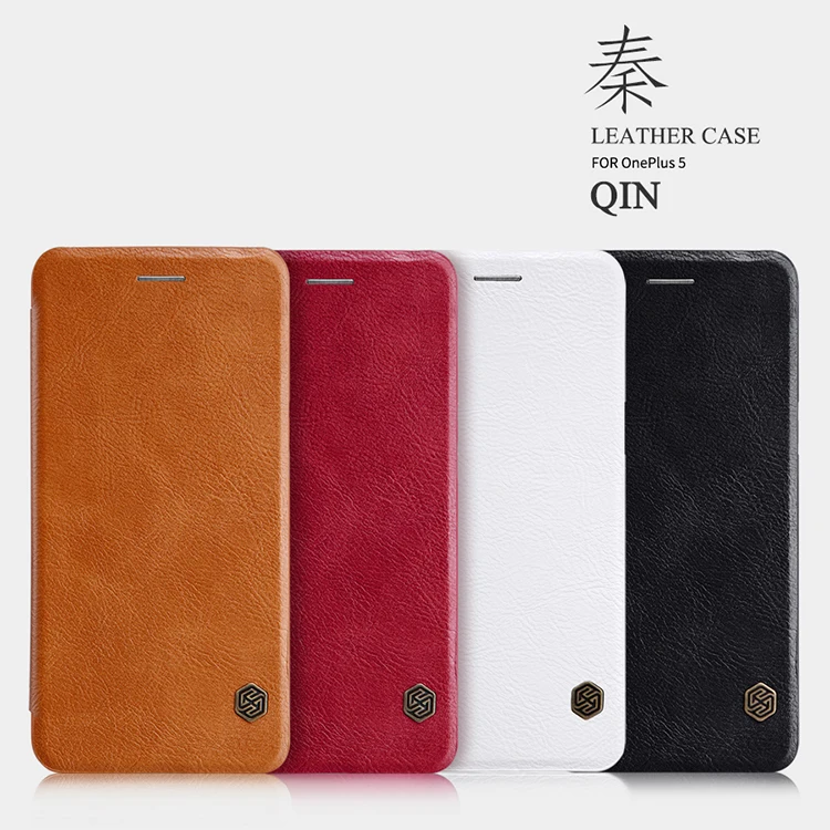 

Vintage Leather Flip Case for OnePlus 5 T Original Nillkin Qin Series Window View Wallet Case Oneplus 6 Cover for OnePlus 6 T