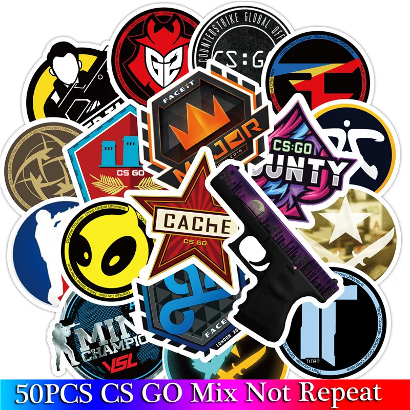 50PCS Pack CS GO Game Stickers Set Stickers For Kids Luggage Skateboard Laptop Cartoon Anime Stickers For Children