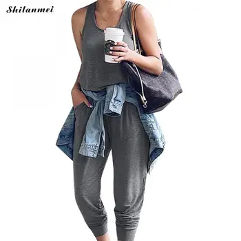 

Summer Sleeveless Women Rompers Casual Sexy Solid Jumpsuit Lady Bodysuit Fashion Female Straight Long Pants Jumpsuits