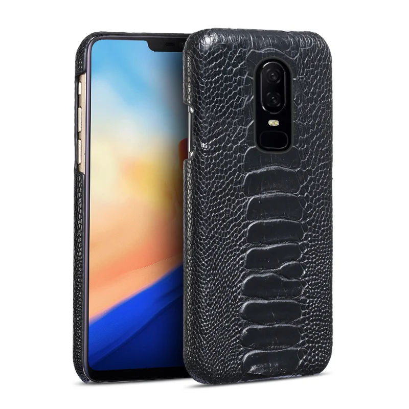 

Genuine Leather phone case For Oneplus 3T 5 5T 6T Case Natural Ostrich Foot Skin back cover For Oneplus 7 PRO real leather cases
