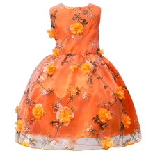 Flower Girls Dresses for Party and Wedding Floral Dress Kids Chiffon Flower+Cirrus Fashion Clothing Girls Favorite Chrismas Gift