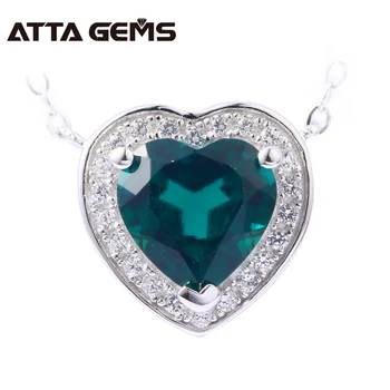 

Emerald Sterling Silver Pendants Hearts Shape Created Emerald Lovely Romantic Style For Girls Summer Jewelry Birthday Gifts