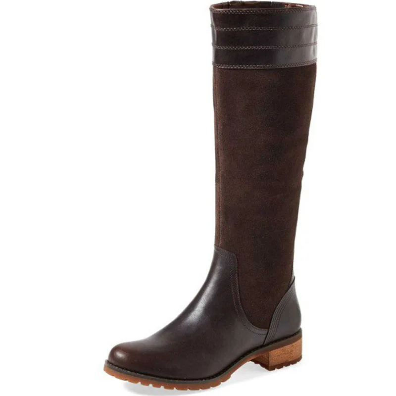 Vintage amp; Kitten Fsj01 Reife 37 Reiten Stil Reise Für Runde Fsj Braun Kappe Wandern Stiefel Heraus Gehen Mid Frauen fsj02 Ferse Kniehohe Schuhe 56Oz1wqY