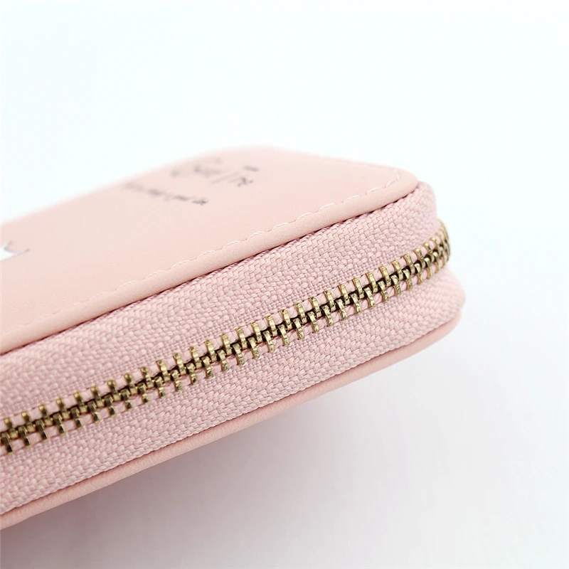 WESTERN AUSPICIOUS Women Card Holder Pink Blue Green Black Beige PU Female Cardholder Zipper 9 Bits Credit/ID/Bank Card Holder